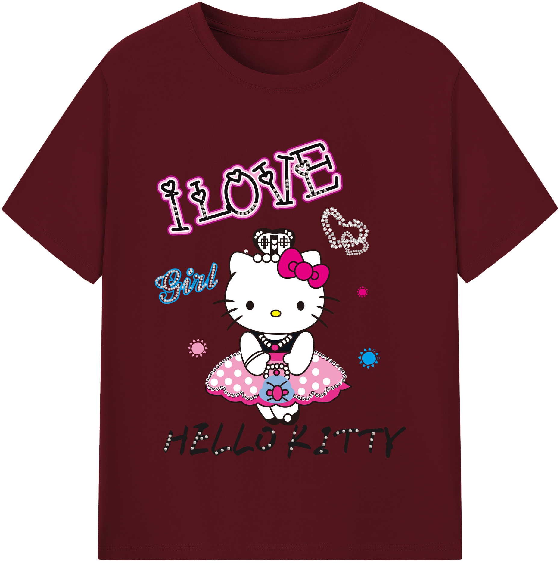 （画像用） Hello Kitty ハローキティ 綿100％半袖Tシャツ（フロントプリント）